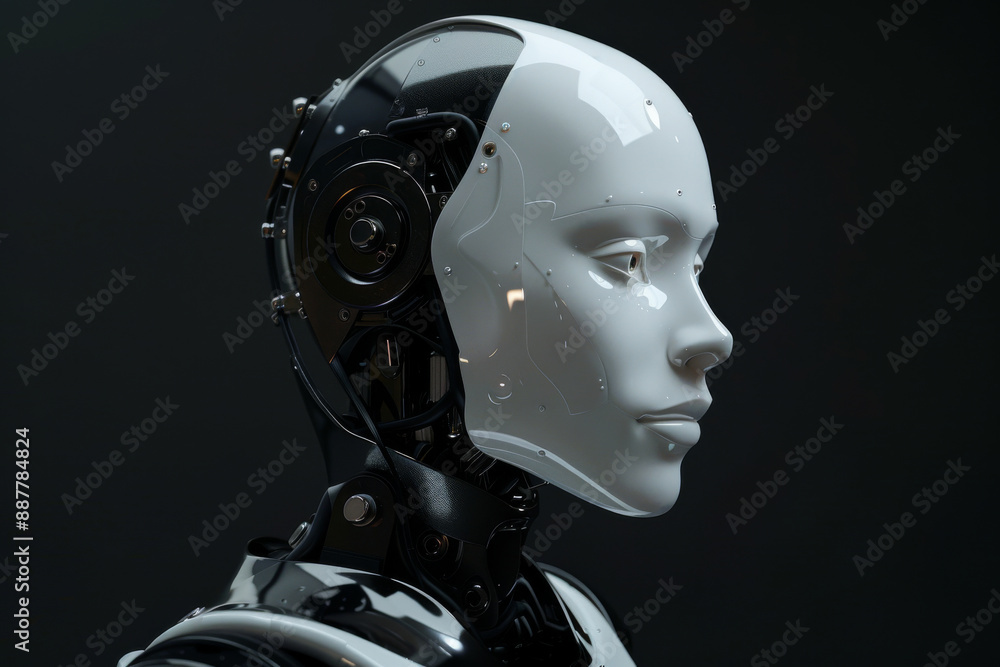 Female Robot Profile. AI Technology. Futuristic Cyber Robotic Design Female Robot Profile. AI Technology. Futuristic Cyber Robotic Design