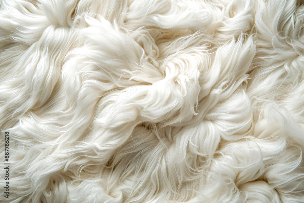Abstract background of fluffy cotton texture, top view. White wool for product packaging or textile production Abstract background of fluffy cotton texture, top view. White wool for product packaging or textile production