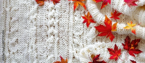 Top view of white knitted a...
