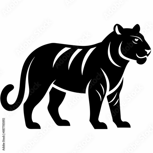 simple tiger silhouette jumping vector illustration vector art illustration