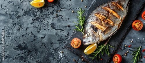 Grilled dorado fish on a gr...