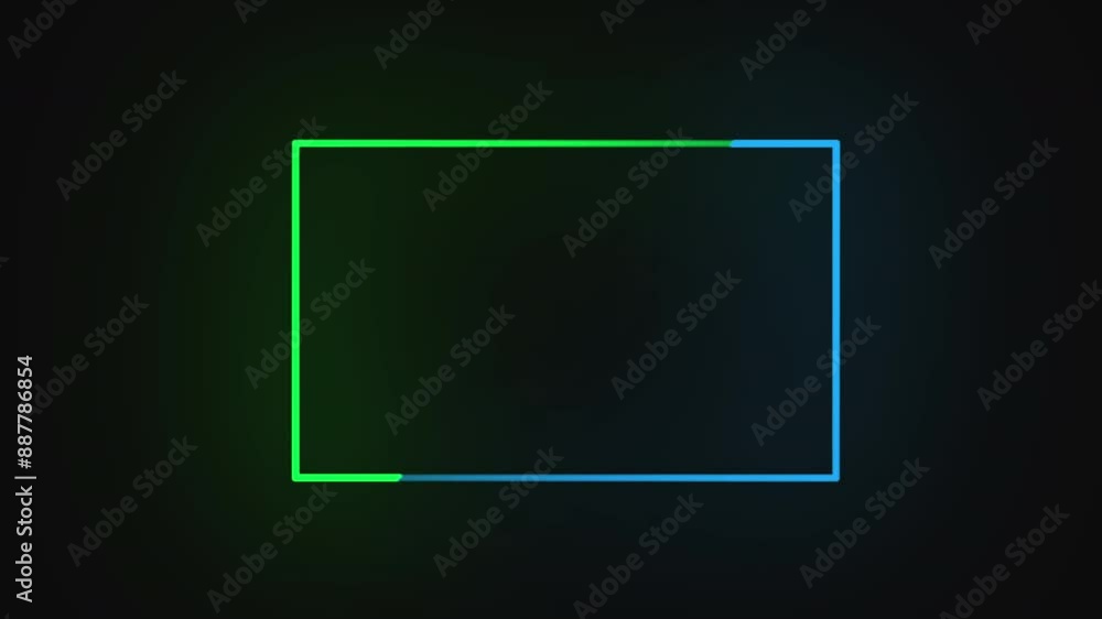 Neon sign in rectangle shape. Bright neon light, illuminated rectangle ...