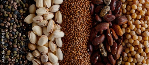 An assortment of beans nuts...