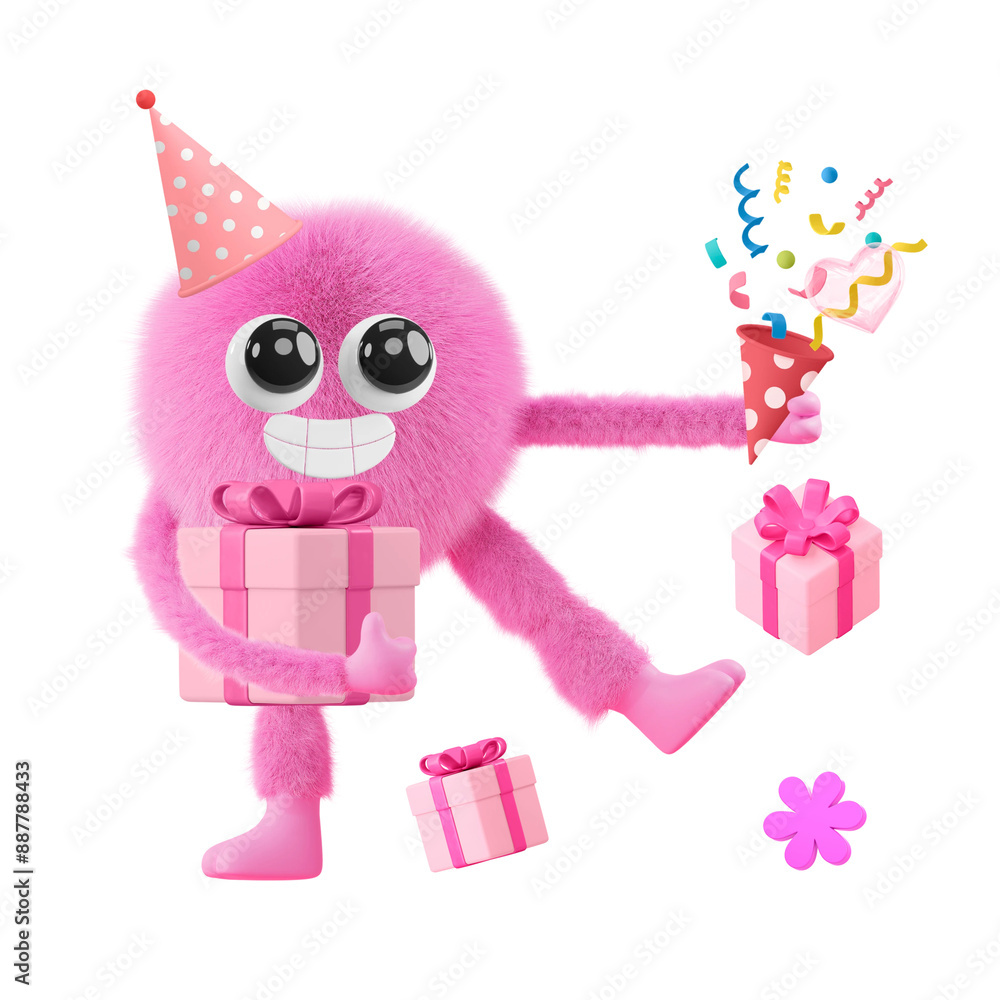Fototapeta premium Birthday monster png sticker, mixed media transparent background