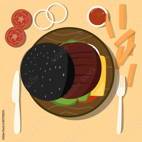Black buns of burger vector illustration top view 