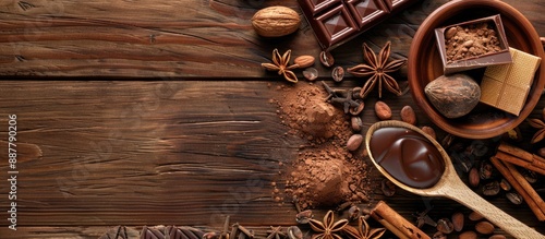 Wooden background with choc...