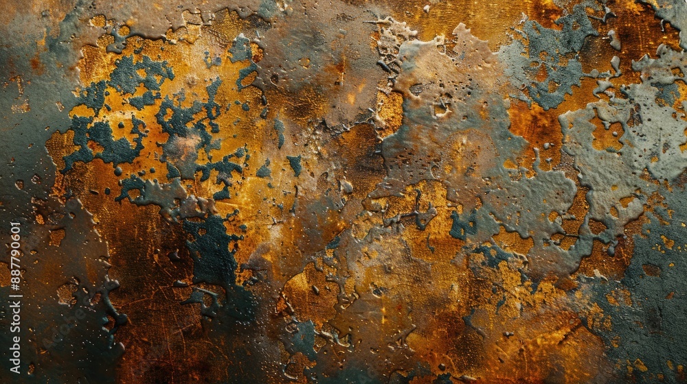 Weathered metallic surface with rusted backdrop in close up Weathered metallic surface with rusted backdrop in close up