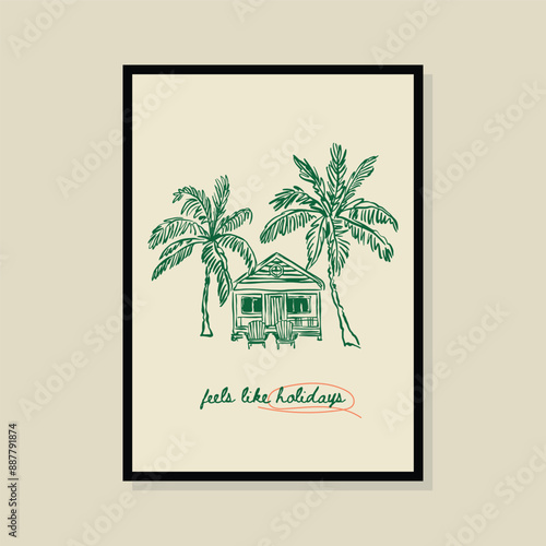 La Dolce Vita hand drawn vector illustration in a poster frame. Art for poster design, postcards, branding, logo design, background.