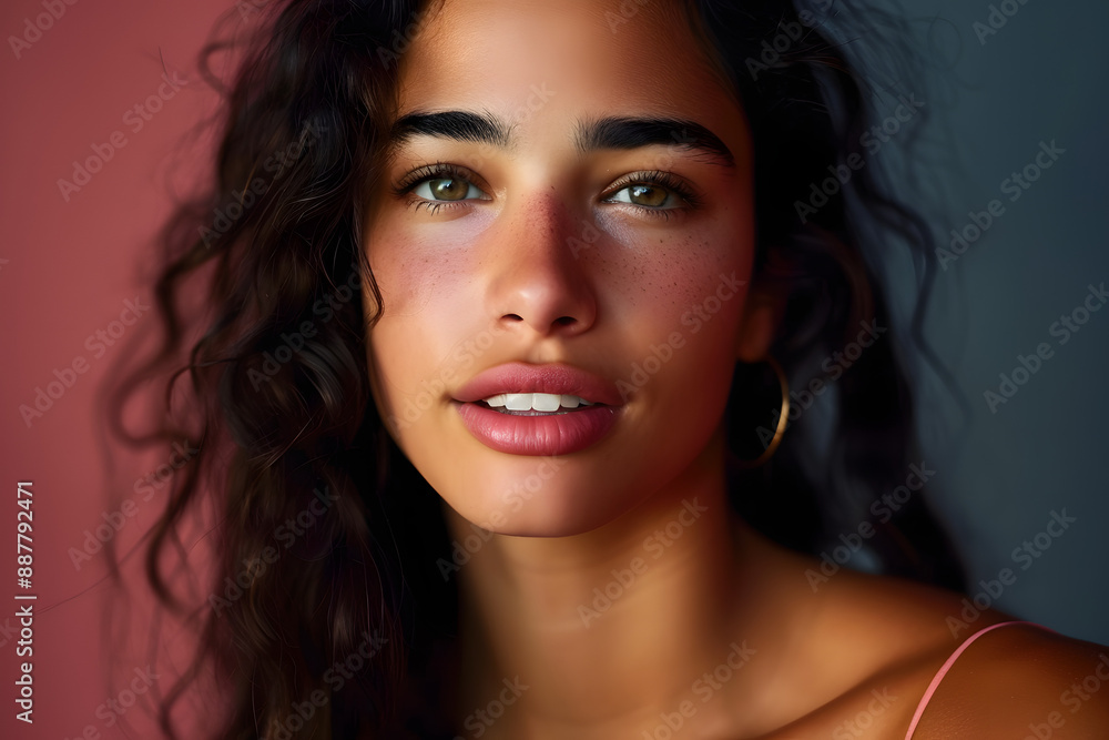 creative studio portrait of beautiful hispanic woman with diastema,barcelona,spain creative studio portrait of beautiful hispanic woman with diastema,barcelona,spain