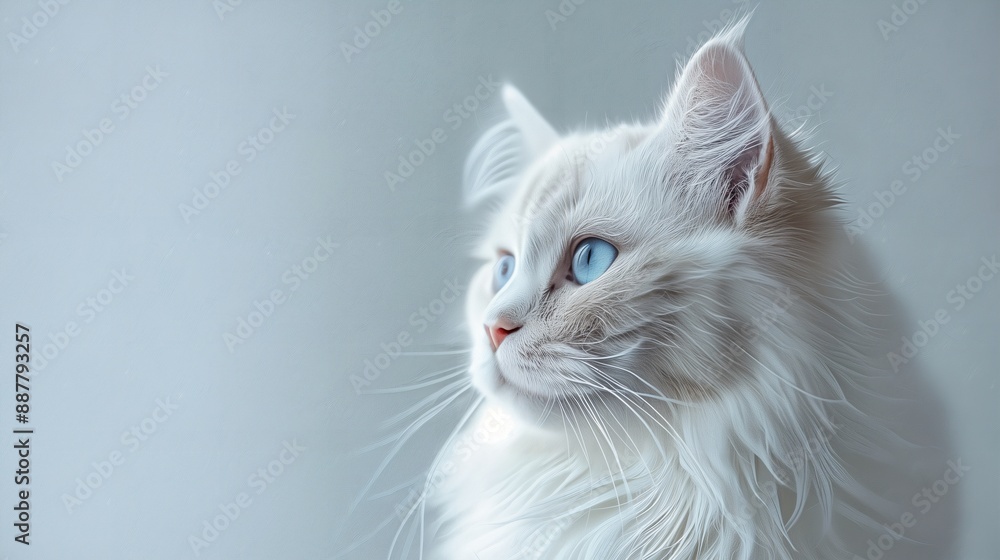 a close up of a white cat with blue eyes a close up of a white cat with blue eyes