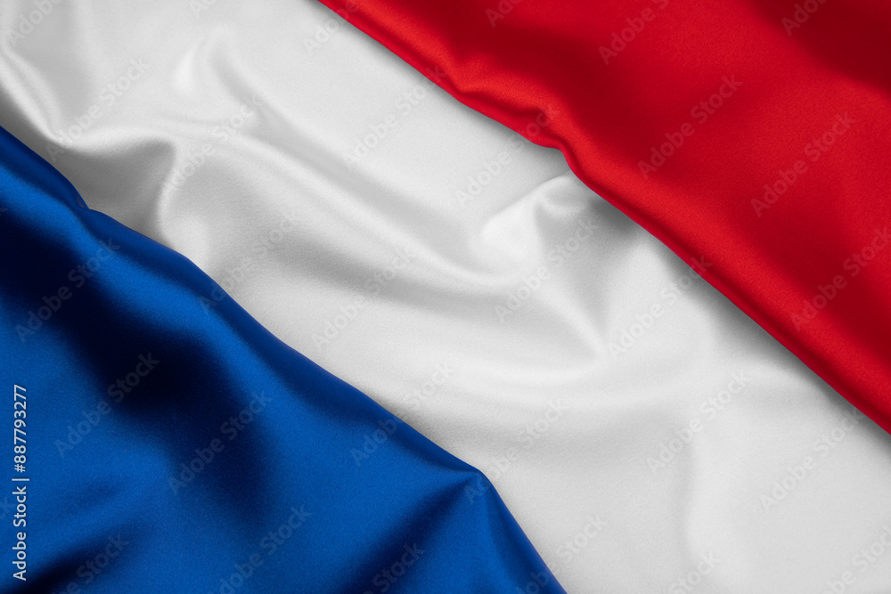 France national flag background with fabric texture. France national flag background with fabric texture.
