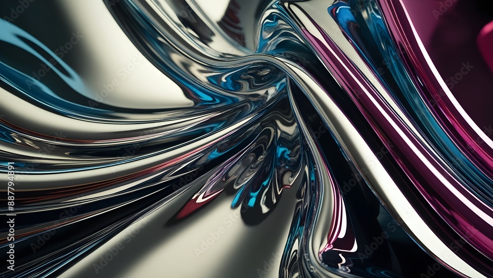 Sleek Reflective Patterns in Liquid Metal with Vivid Abstract Flow and Detailed Surfaces Background Sleek Reflective Patterns in Liquid Metal with Vivid Abstract Flow and Detailed Surfaces Background