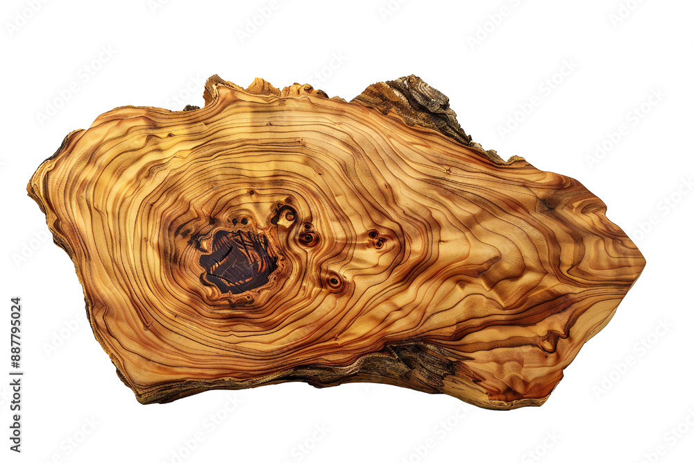 Board of figured Olive tree wood on transparent background Generative Ai Board of figured Olive tree wood on transparent background Generative Ai