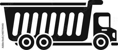 Simple icon of a tipper lorry truck transporting building materials