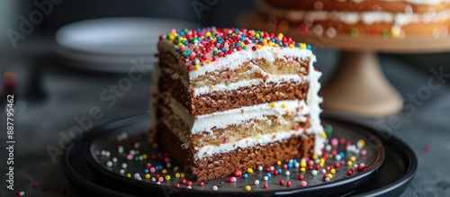 Birthday cake with a slice ...