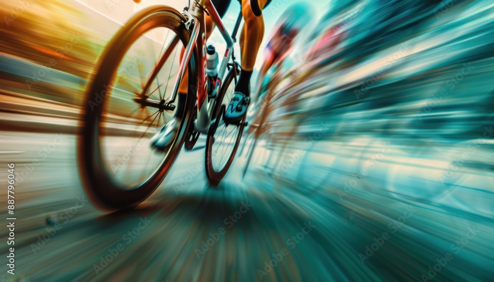 Close-Up of a Cyclist Racing on a Sunny Day Close-Up of a Cyclist Racing on a Sunny Day