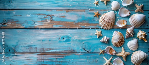 Blue wooden background with...