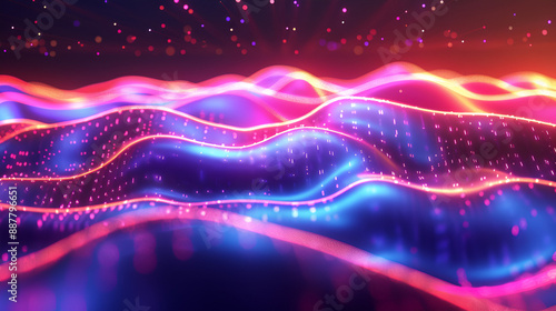 Vibrant Big Neon Wave Background