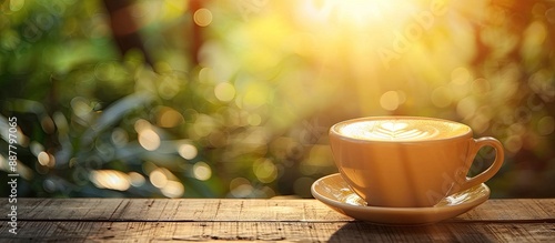 Cappuccino cup on wooden su...
