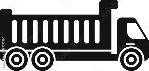 Black silhouette of a tipper truck transporting materials