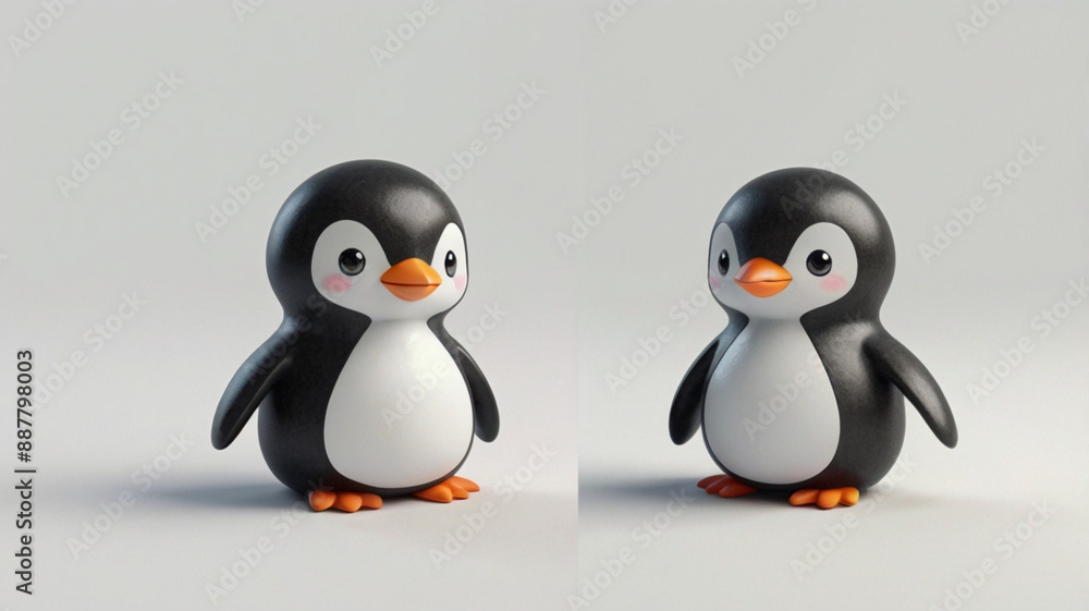 Naklejka premium penguins on a white background