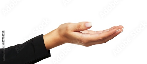 A businesswoman s hand is o...