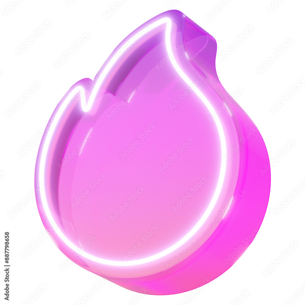 Obraz premium Pink flame png 3D neon fire icon, transparent background