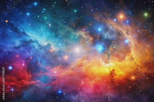 Colorful galaxy nebula with stary night cosmos background, galaxy, nebula, science, universe, space