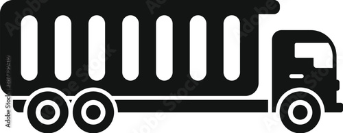 Simple icon of a tipper lorry truck carrying bulk cargo, seen from the side