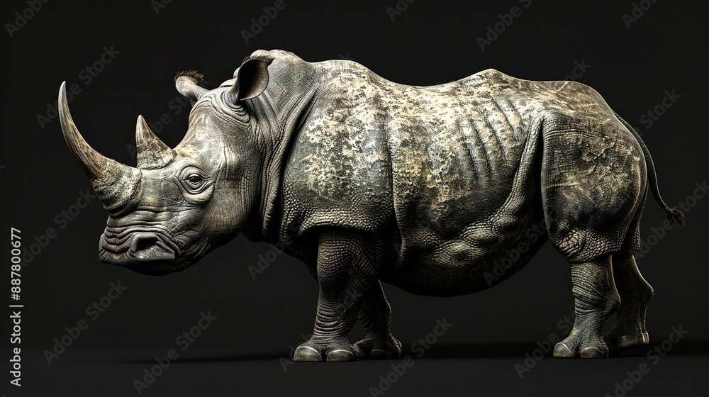 Fototapeta premium A close-up of a rhino on a dark background