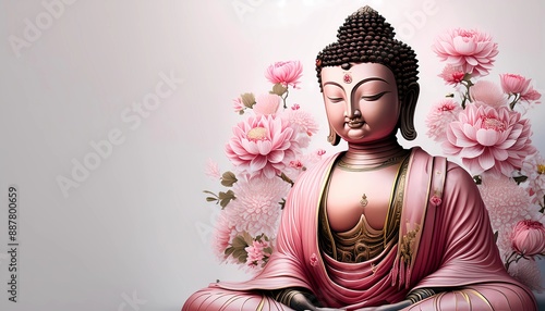 Buddha, Medition with flowers, Thai Buddha photo