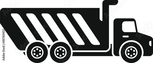 Simple icon of a tipper truck carrying building materials