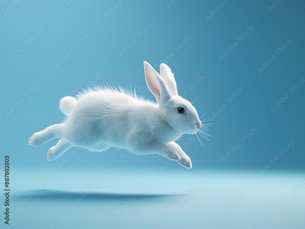 High-quality image of a jumping rabbit with detailed fur High-quality image of a jumping rabbit with detailed fur