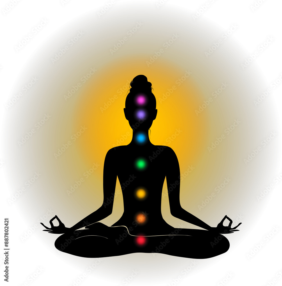 Meditation aura and chakras vector Meditation aura and chakras vector