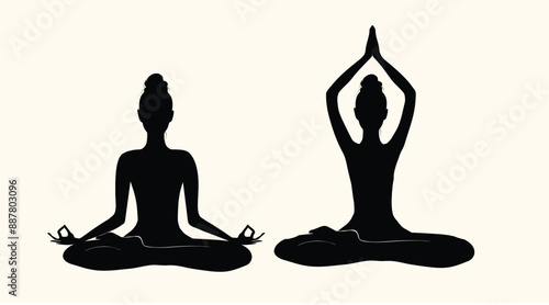 silhouette of a person in yoga position, meditation pose, woman vector