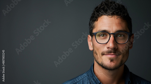A serious-looking Millennial man in his late 30s with short black hair and glasses © Aleksandra