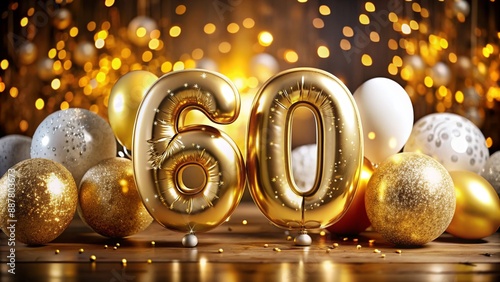 greeting background with the number 60, on the day of the date of birth. congratulations on the round date