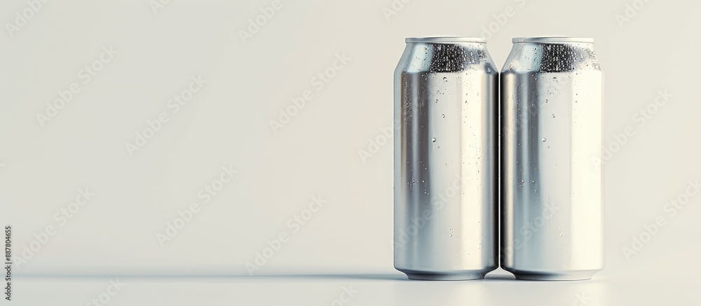 Aluminium cans in 500ml and 330ml sizes displayed on a white background with space for text or images 100 characters. with copy space image. Place for adding text or design Aluminium cans in 500ml and 330ml sizes displayed on a white background with space for text or images 100 characters. with copy space image. Place for adding text or design