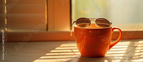 Coffee cup with sunglasses ...
