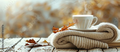 Cozy knitted blanket hot te...