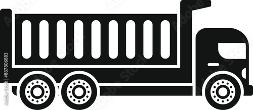 Large tipper lorry truck is carrying building materials for a construction project