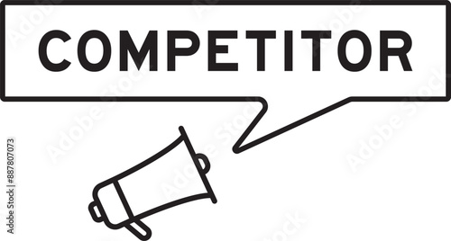 Megaphone icon with speech bubble in word competitor on white background
