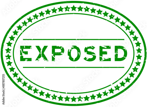 Grunge green exposed word oval rubber seal stamp on white background