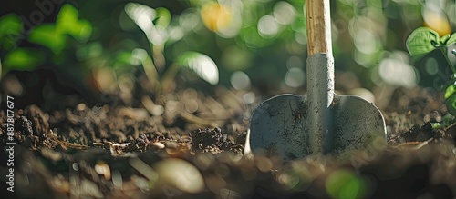 Close up of shovel in urban...