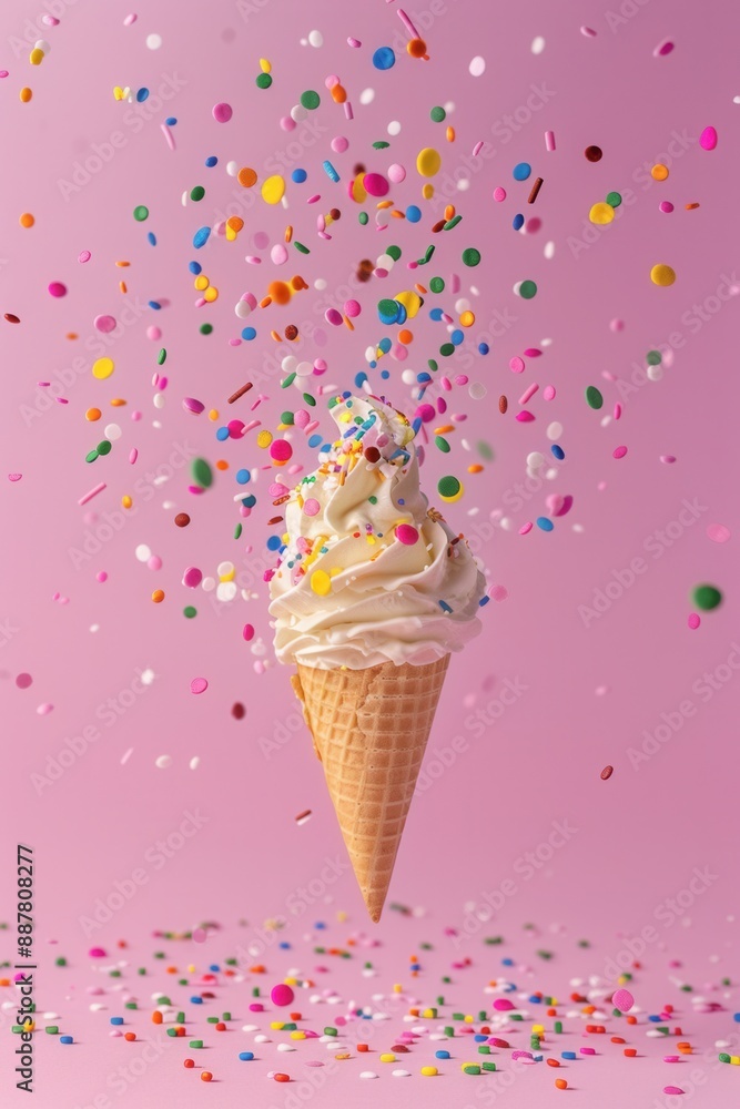 Closeup view of tasty cone ice cream. Closeup view of tasty cone ice cream.