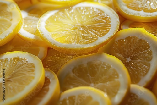 Fresh Lemon Slices in Morning Sunlight  photo