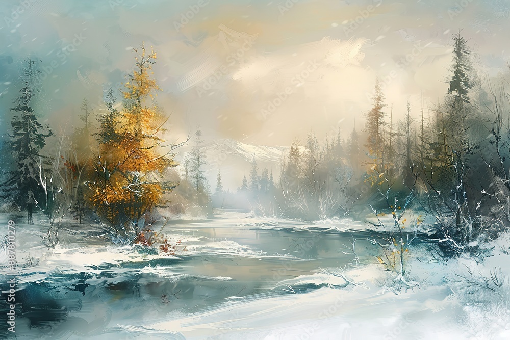 Beautiful magical Christmas time, winter season with snow trees, fir and snow, Christmas night with blue and orange light, cinematic look, beautiful illustration Beautiful magical Christmas time, winter season with snow trees, fir and snow, Christmas night with blue and orange light, cinematic look, beautiful illustration