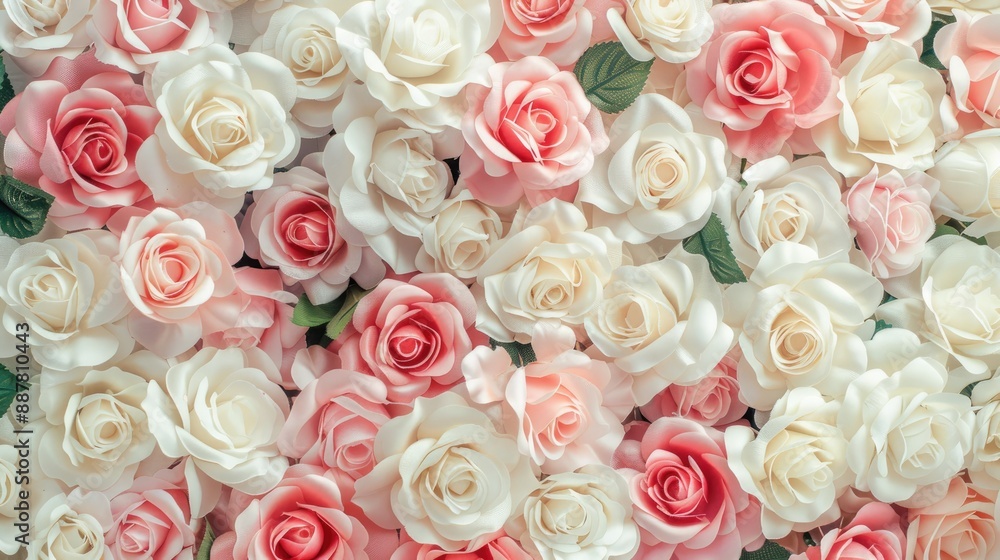 Background of artificial roses in pink and white Background of artificial roses in pink and white