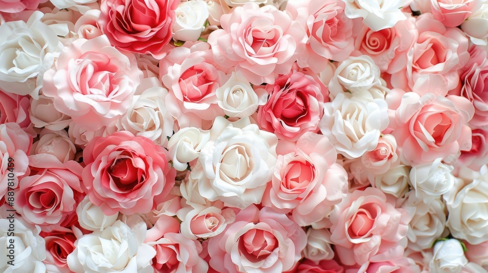 Background of artificial roses in pink and white Background of artificial roses in pink and white