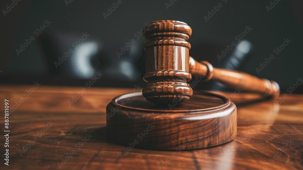 Wooden Gavel on a Wooden Surface Wooden Gavel on a Wooden Surface